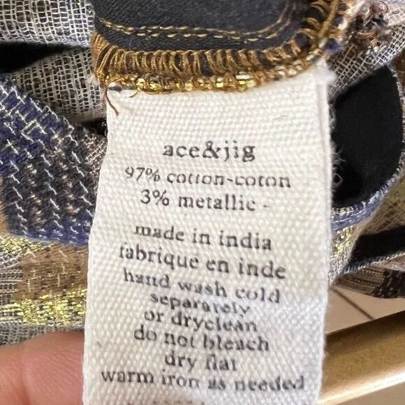 Ace & Jig Jumpsuit Metallic Jacquard Wide Leg Gold Belted Sleeveless Size L - Picture 13 of 14